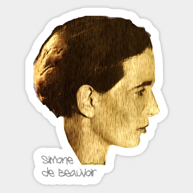 Young Simone de Beauvoir Sticker by mindprintz